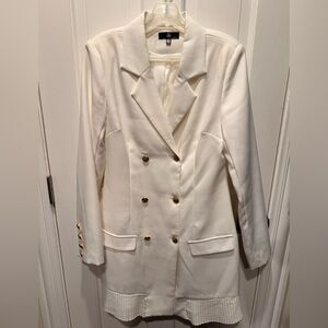 Missguided Double-Breasted White Women's Blazer Coat